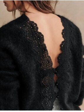 Sezane Astride Lace Mohair Cardigan